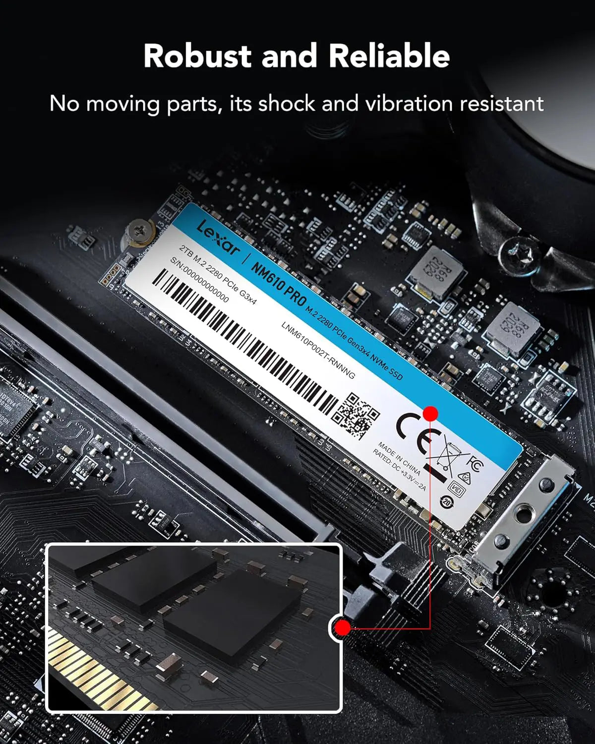 Lexar M.2 NVMe SSD 500GB NM610 Pro PCle Gen 3x4 Lexar M.2 NVMe SSD 500GB NM610 Pro PCle Gen 3x4